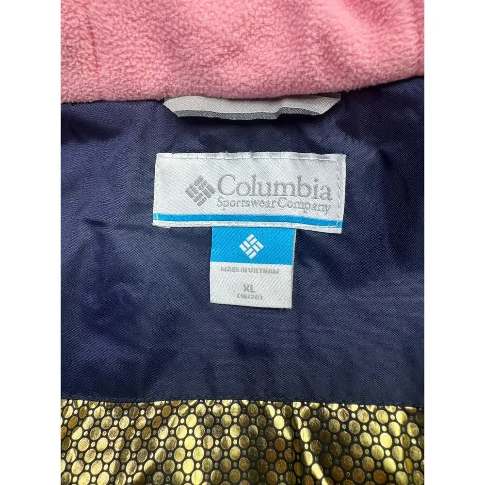 Columbia Girl's Pink Navy Mighty Mogul II Insulated‎ Winter Snow Jacket Size XL